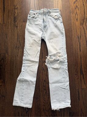 Abercrombie & Fitch Pale Blue Straight-Leg Distressed Jeans